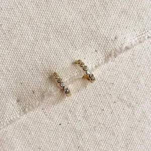 18k Gold Filled Mini Bezel CZ Hoop Earrings