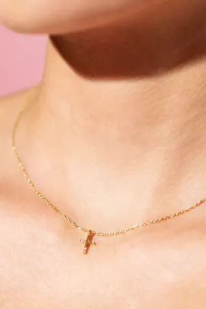 18k gold-plated Mini Cross Pendant Necklace