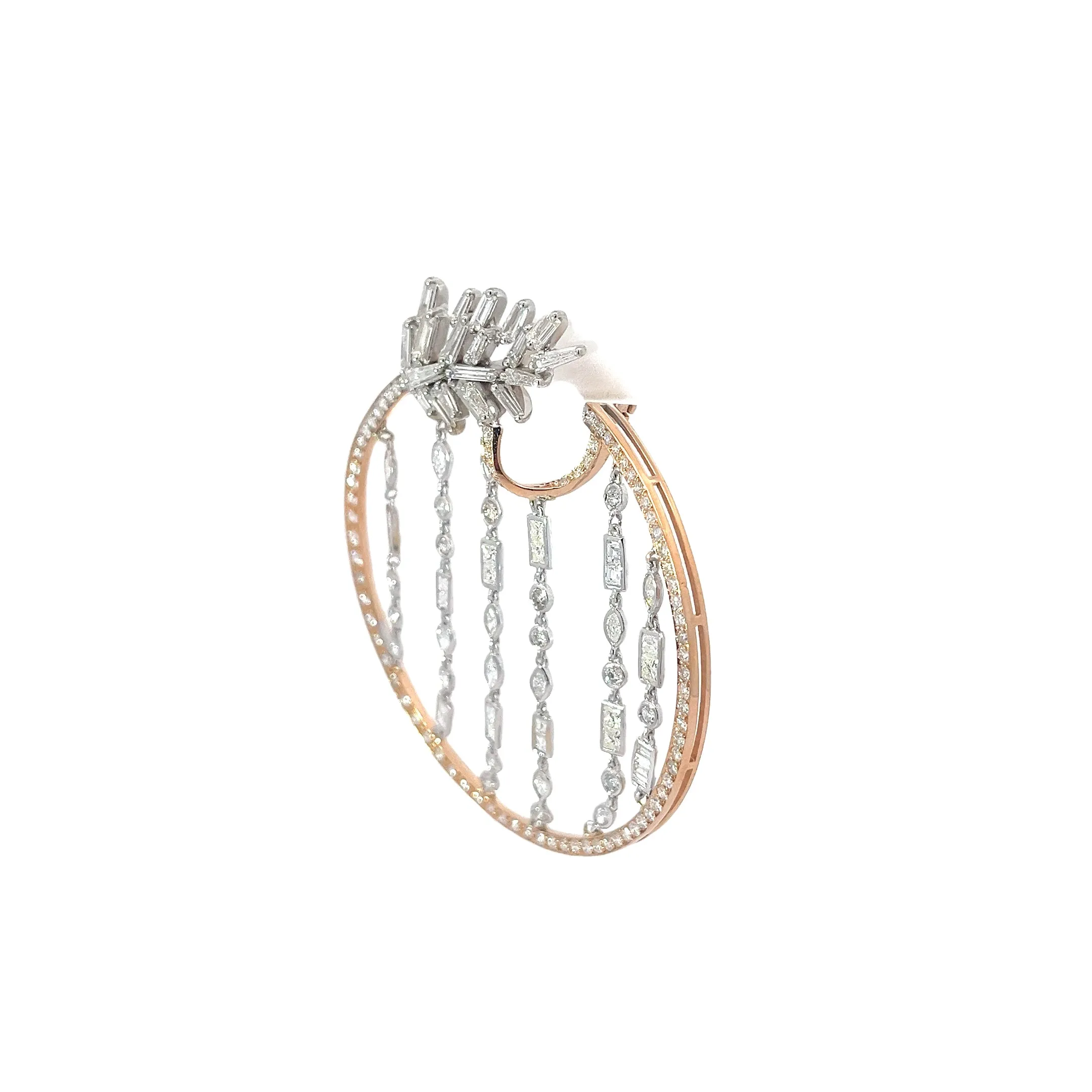 18K Rose and White Gold 2.85ct Round Pave Set in the Hoop/5.80ct Princess Cut, Marquise, Round, Assher, Pear, Baguette/2.50ct Baguette F/G VS2 Chandelier Hoops