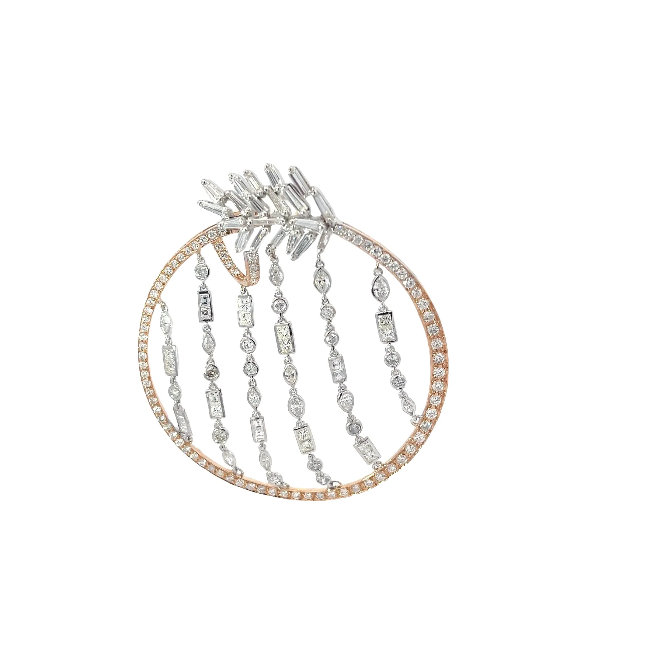 18K Rose and White Gold 2.85ct Round Pave Set in the Hoop/5.80ct Princess Cut, Marquise, Round, Assher, Pear, Baguette/2.50ct Baguette F/G VS2 Chandelier Hoops