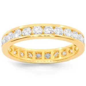 18K Yellow Solid Gold Womens Diamond Eternity Ring Band 2.50 Ctw