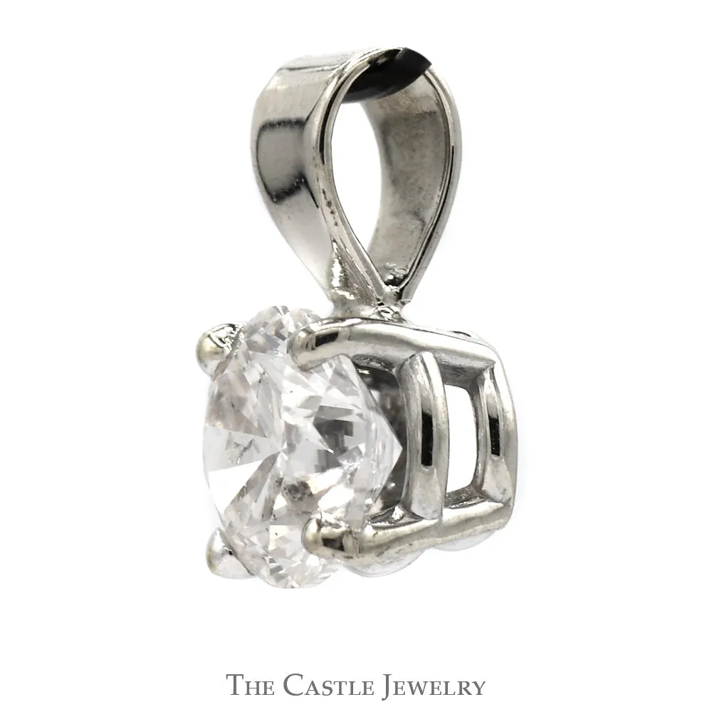 1ct Round Brilliant Cut Diamond Solitaire Pendant in 14k White Gold