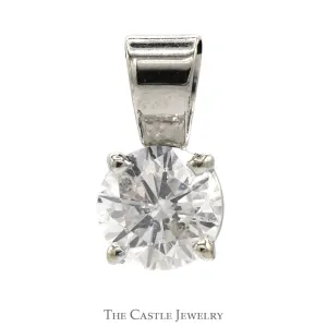 1ct Round Brilliant Cut Diamond Solitaire Pendant in 14k White Gold