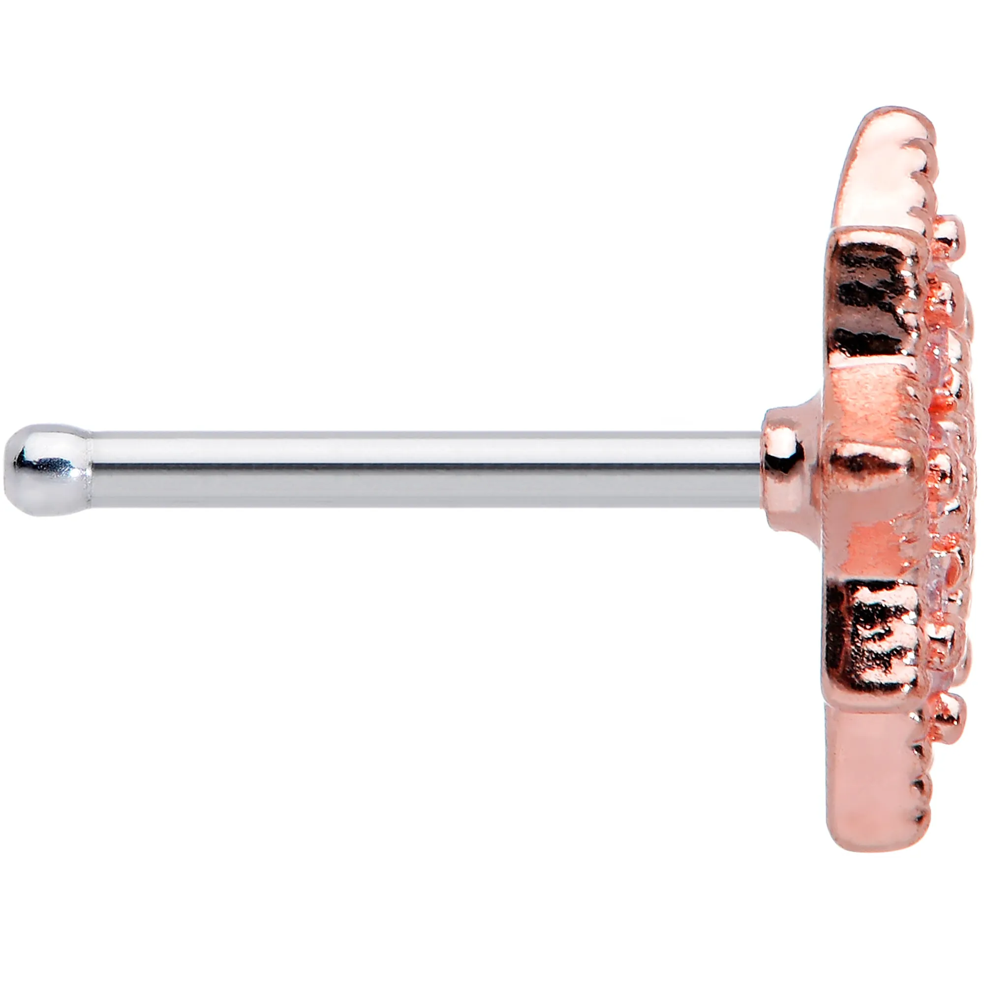 20 Gauge 1/4 Green Gem Rose Gold Tone Evening Star Nose Bone