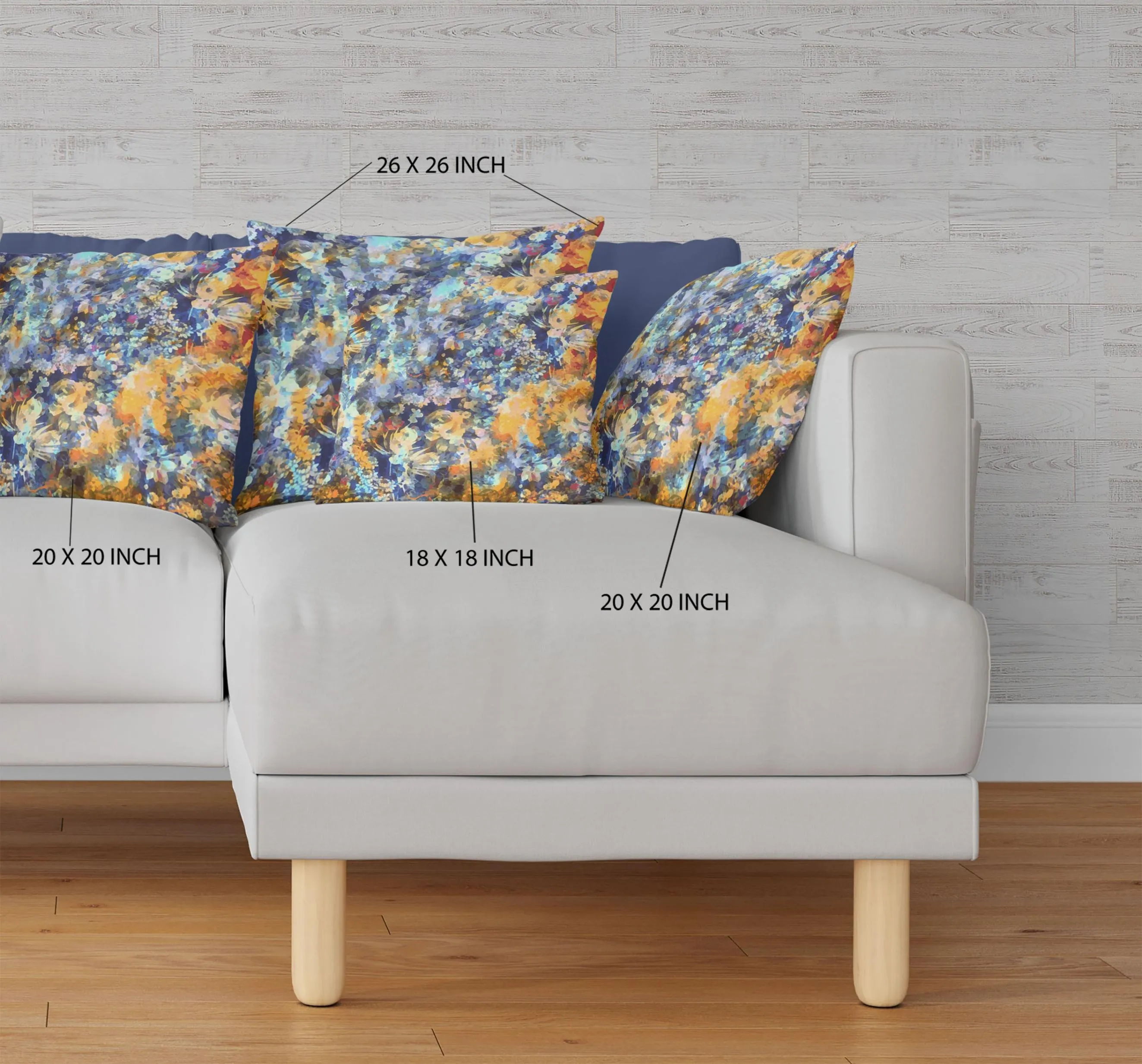 20" Orange Indigo Springtime Indoor Outdoor Throw Pillow