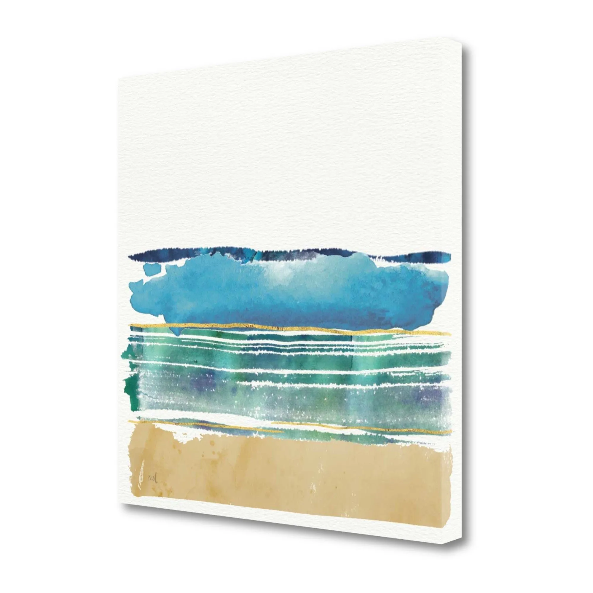 24" Artistic Watercolor Beach Interpretation Gallery Wrap Canvas Wall Art