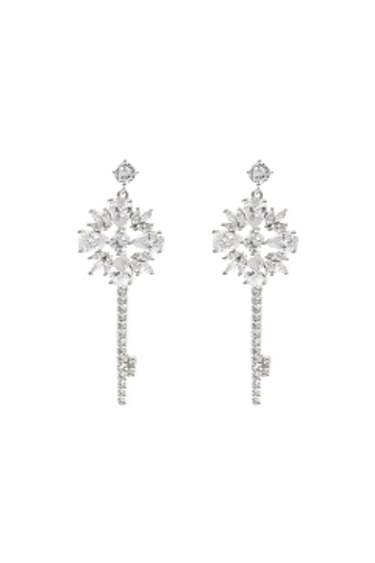 26788 - CUBIC ZIRCONIA KEY DANGLING EARRINGS