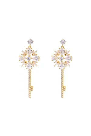 26788 - CUBIC ZIRCONIA KEY DANGLING EARRINGS