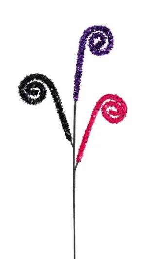 29"L Sequin Curl Spray: Purple, Black, Pink - XS1252AT