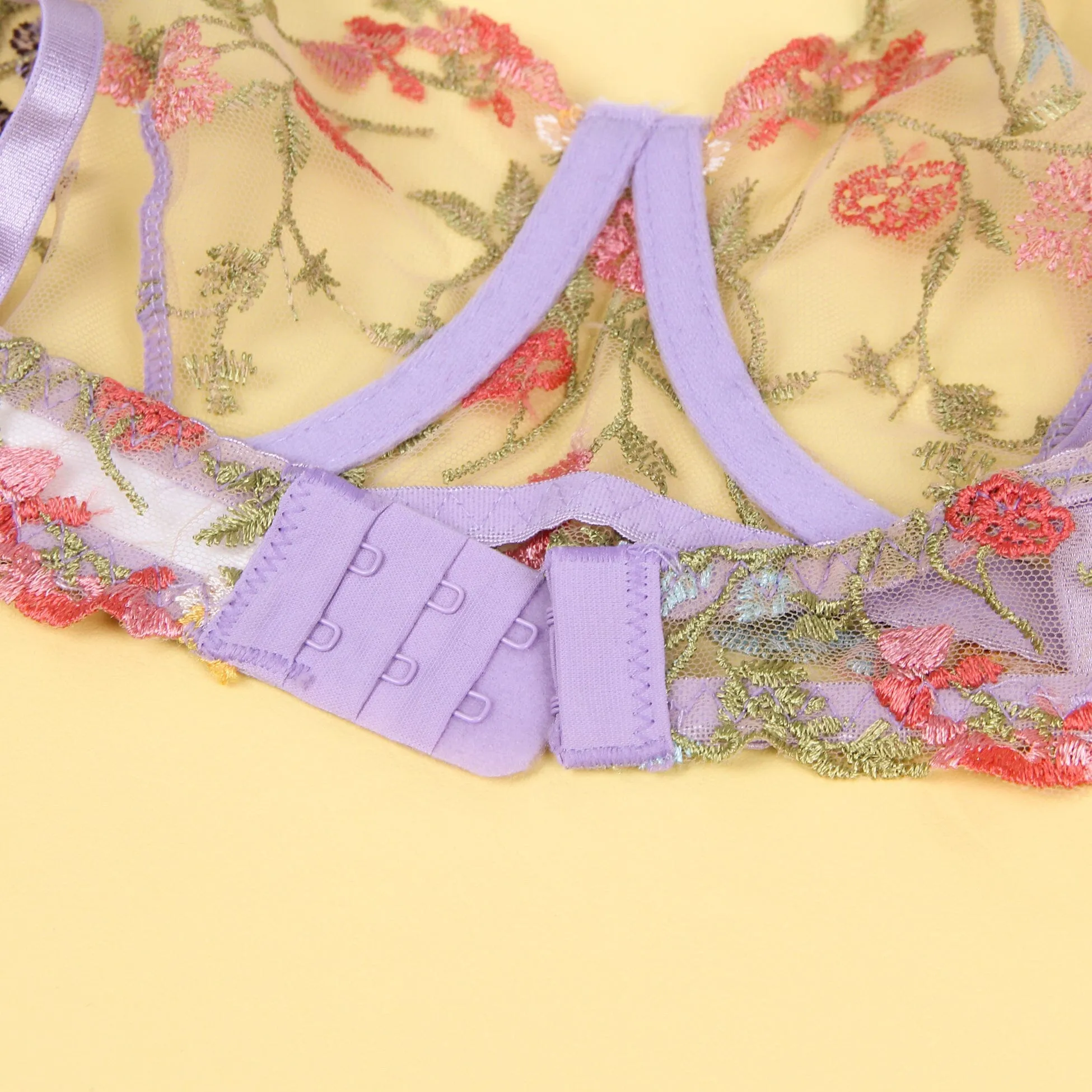 3-Piece Embroidered Floral Bikini Set with Garters by Scandals