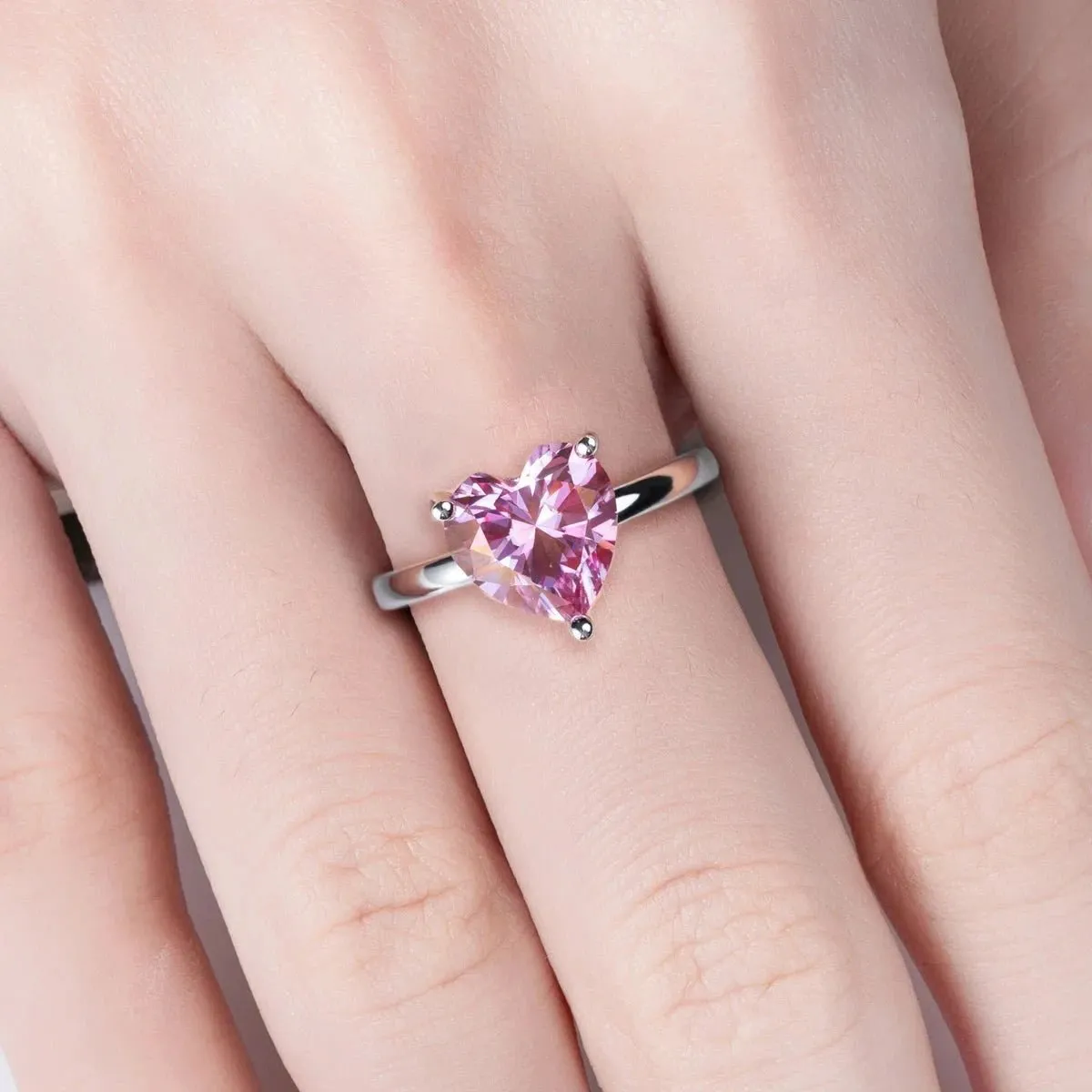 3.0 Ct Heart Cut Sakura Pink Diamond Engagement Ring