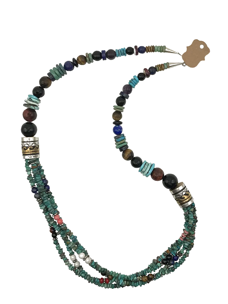 30" Tommy   Rosie Singer Necklace with Turquoise 4-strand Addition