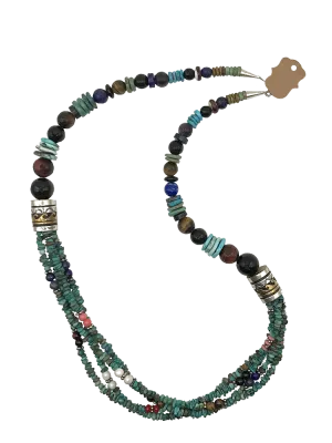 30" Tommy   Rosie Singer Necklace with Turquoise 4-strand Addition