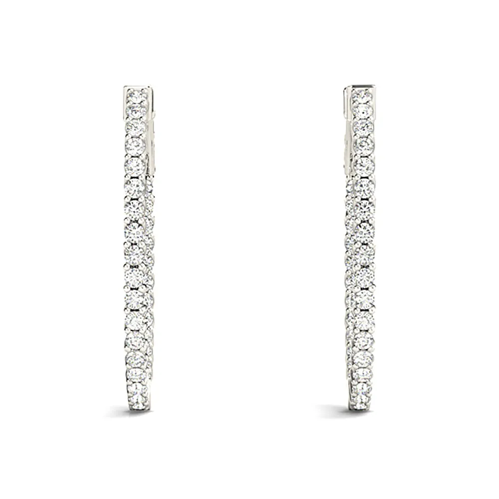 3.25 ctw Round Diamond Hoop Earrings Inside-Out Oval Shape