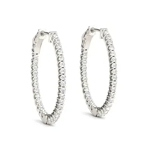 3.25 ctw Round Diamond Hoop Earrings Inside-Out Oval Shape