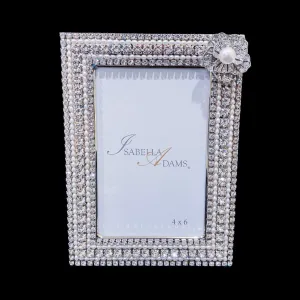 4 x 6 Pearl & Crystal Picture Frame Featuring Premium Crystal