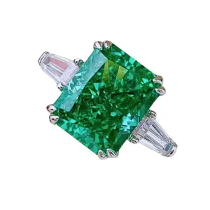 4.0ct Simulated Paraiba Tourmaline Radiant Cut Three-Stone Engagement Ring