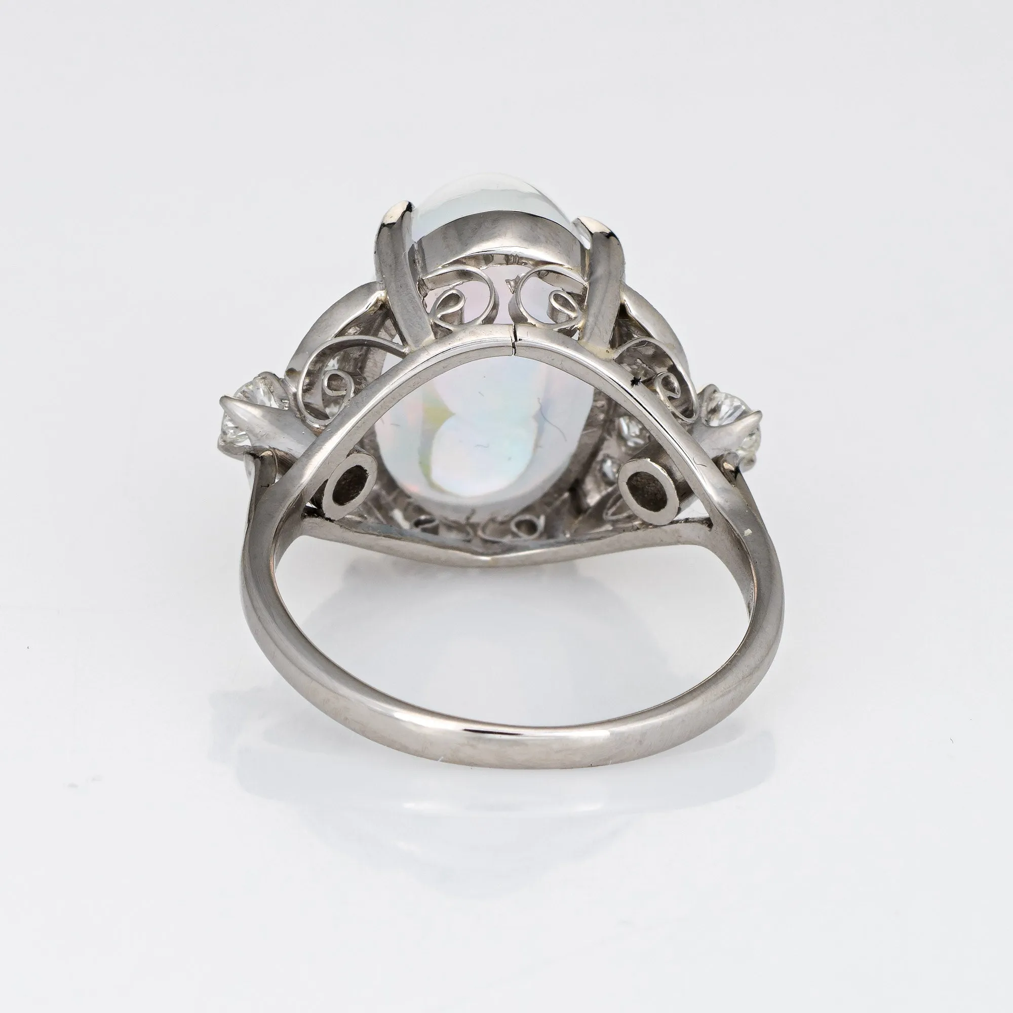 4.92ct Natural Jelly Opal Diamond Ring Platinum Estate Fine Jewelry Sz 5.75