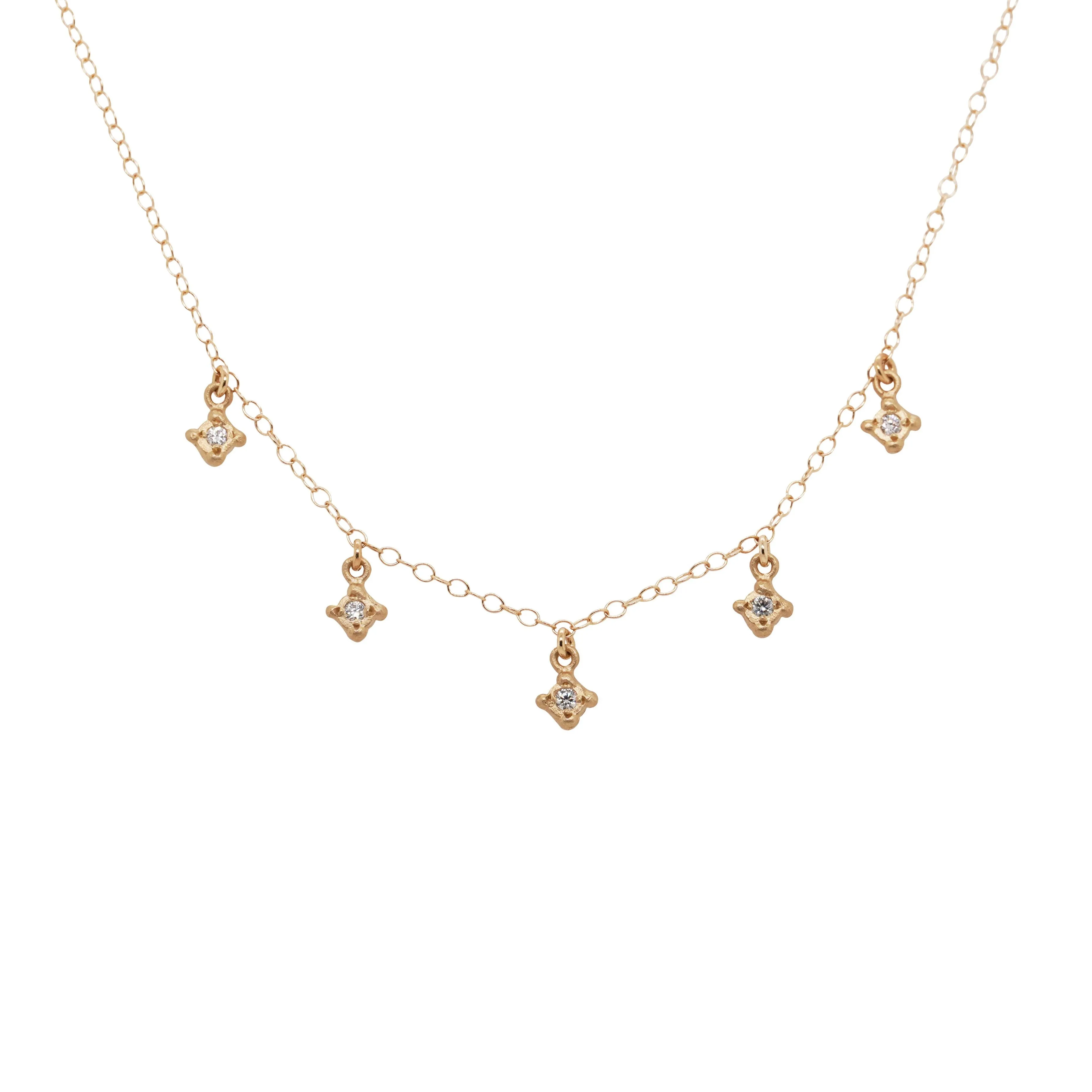 5 Diamond Bezel Drop Necklace