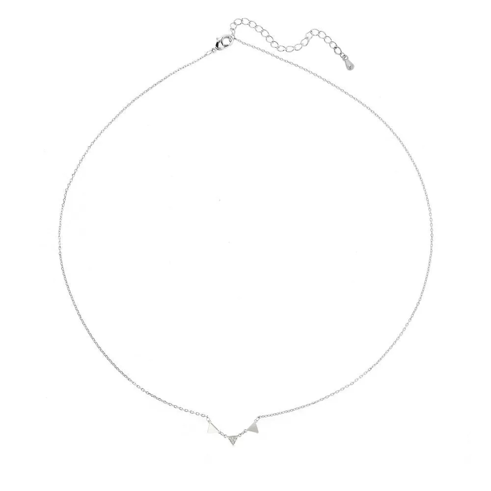 AGN0020 - Sparkling Silver Plated Triangle Necklace