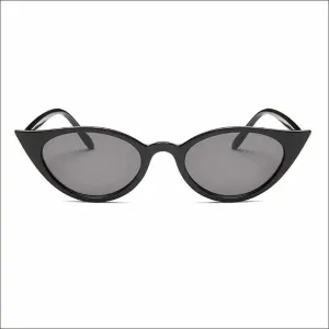 Alessandra Curled Cat-Eye Oval Black Sunglasses