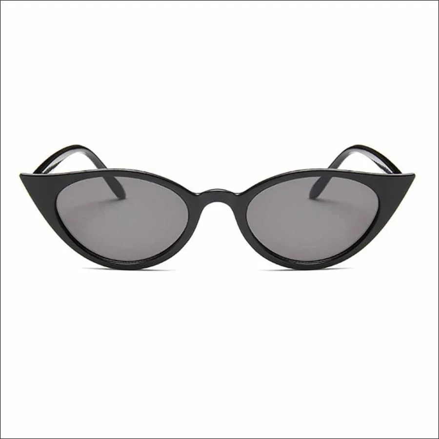 Alessandra Curled Cat-Eye Oval Black Sunglasses