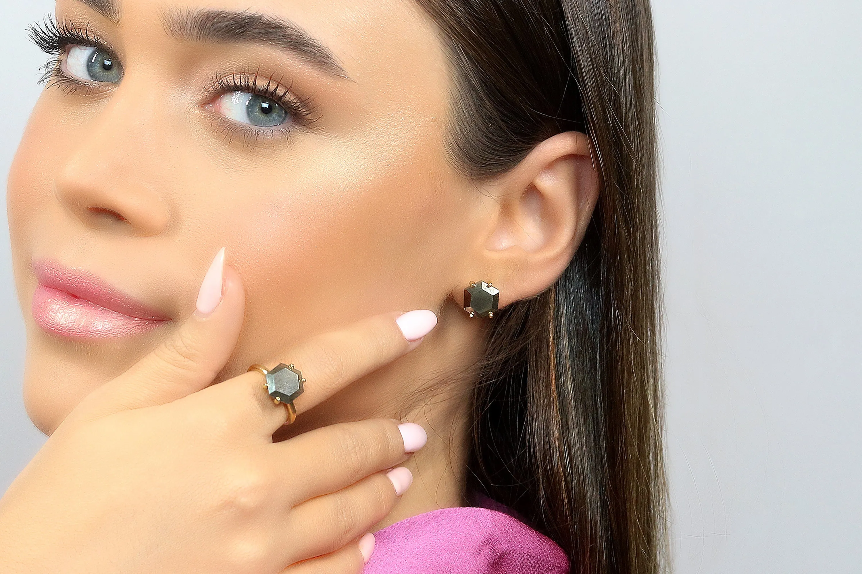 Alluring Iron Pyrite Gold Earrings