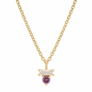 Amethyst & Diamond Baguette Necklace