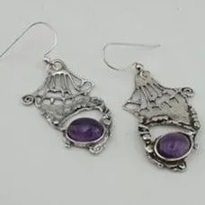 Amethyst Earrings Drop Dangle 925 Sterling Silver Handmade Hadar Designers (H)
