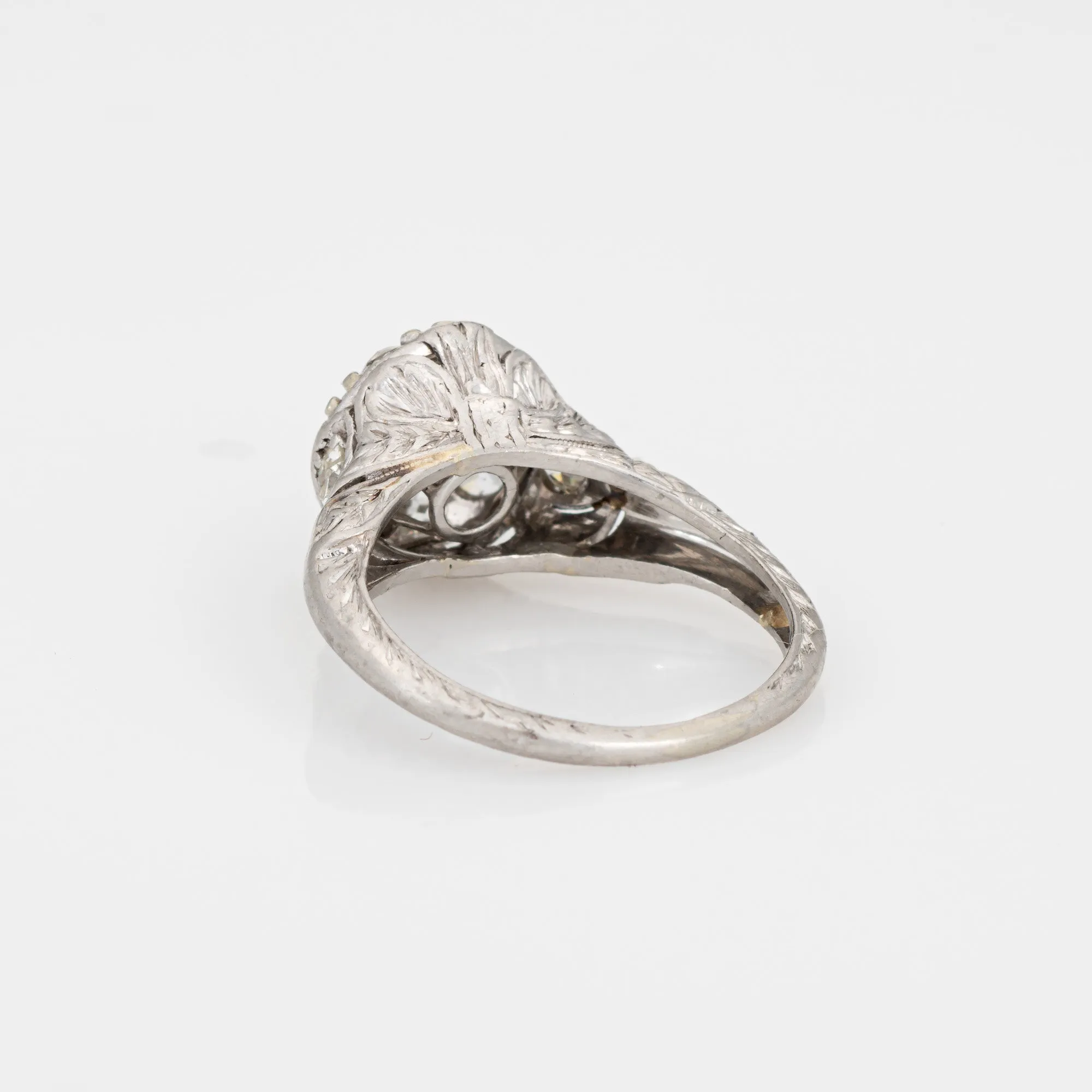 Antique Edwardian Diamond Cluster Ring Platinum Sz 4.75 Round Cocktail Jewelry