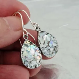Antique Roman Glass Drop Earrings  Hadar Designers 925 Sterling Silver (as 417515