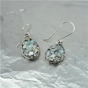 Antique Roman Glass Drop Earrings  Hadar Designers 925 Sterling Silver (as 417515