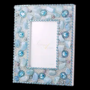 Aquamarine Gemstone 5 x 7 Picture Frame Featuring Premium Crystal