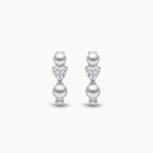 Baby Glitz 18K Gold Akoya Pearl and Heart-Cut Diamond Hoop Earrings