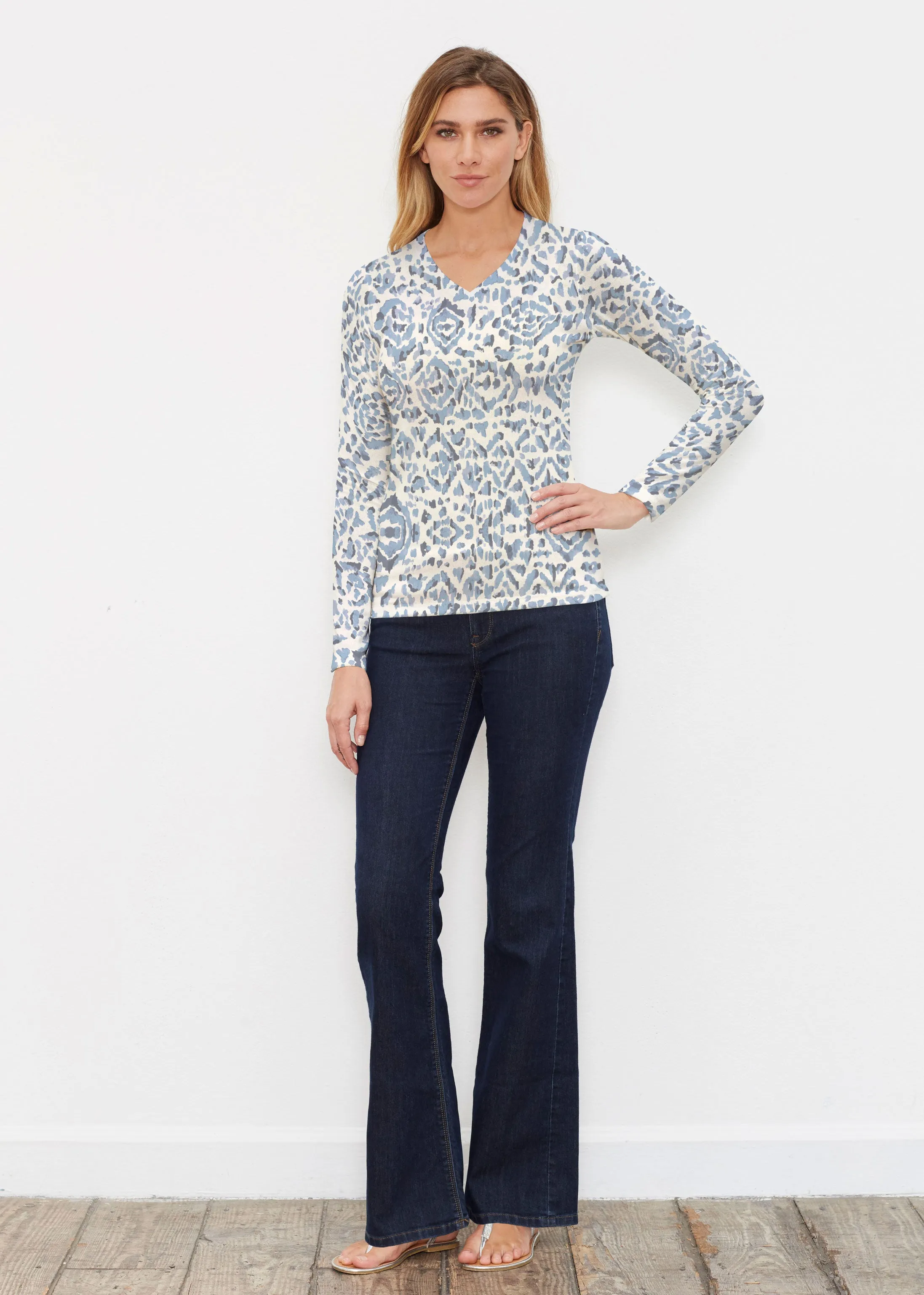 Batik Zebra (7753) ~ Butterknit Long Sleeve V-Neck Top
