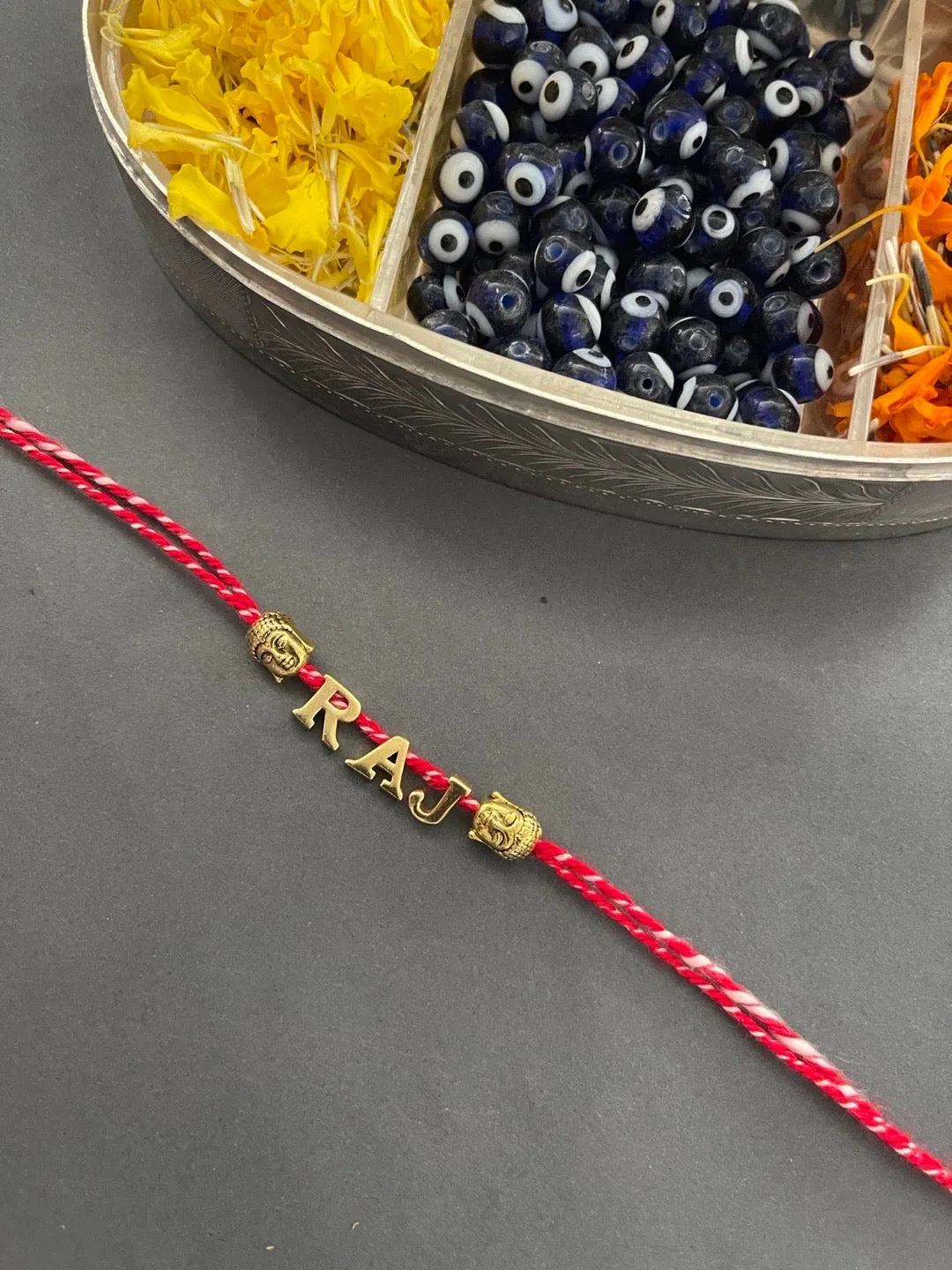 Beautiful Designer Full Name Rakhi Customized/Personalized Letter Charms With Red Thread Rakhi