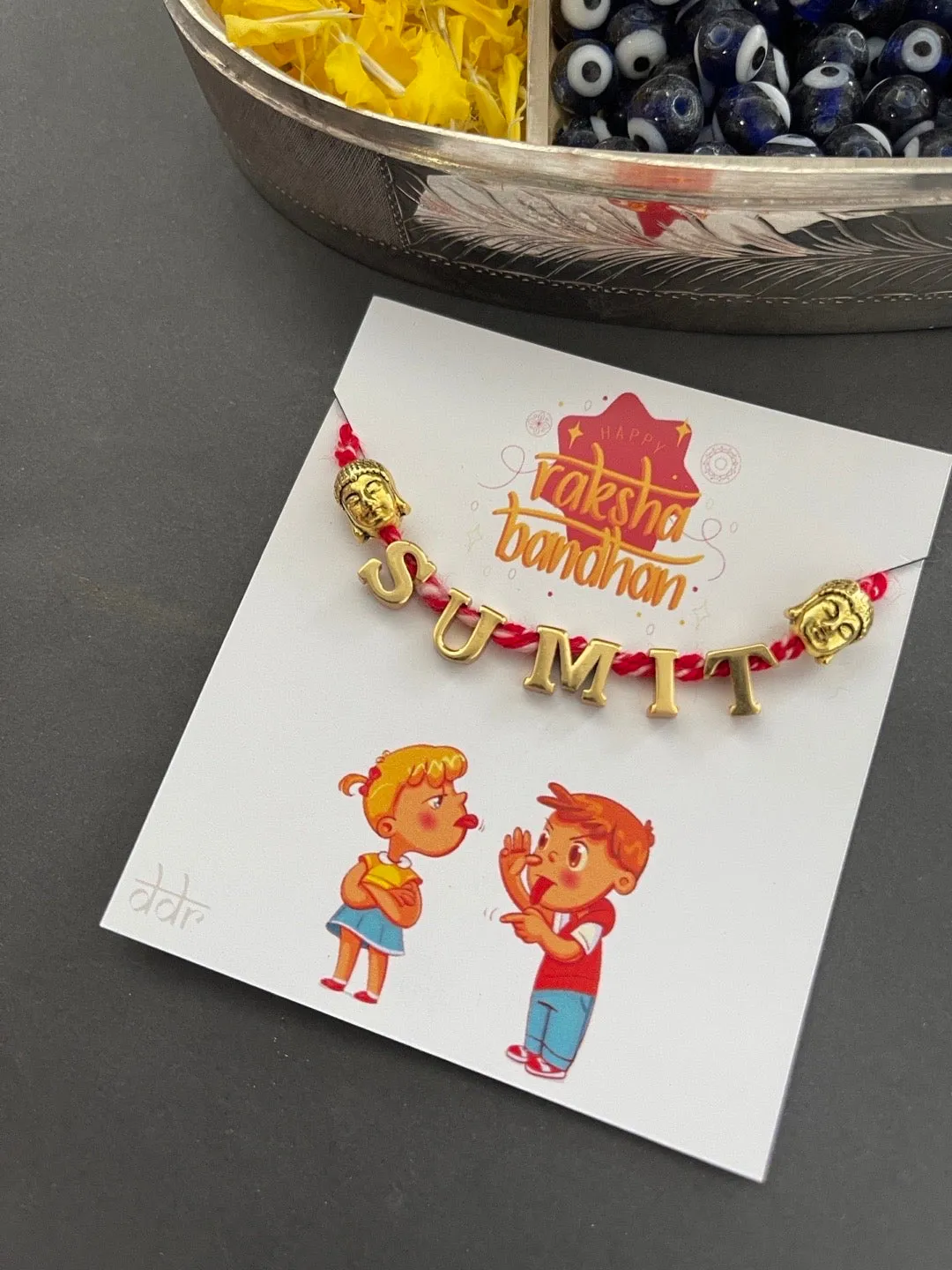 Beautiful Designer Full Name Rakhi Customized/Personalized Letter Charms With Red Thread Rakhi