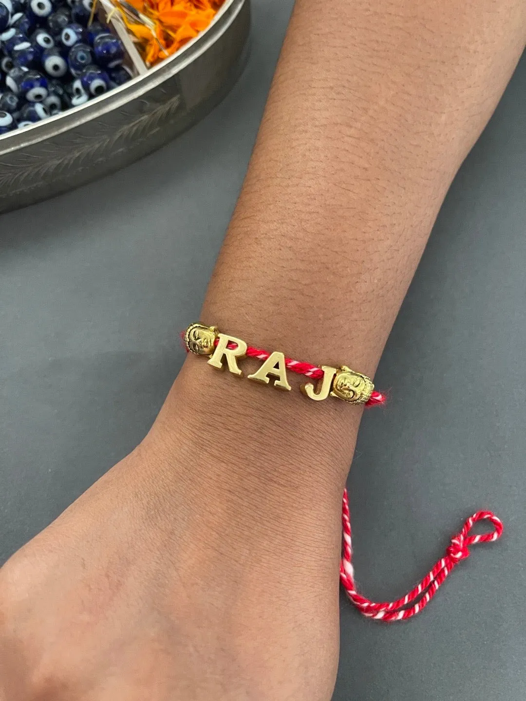Beautiful Designer Full Name Rakhi Customized/Personalized Letter Charms With Red Thread Rakhi