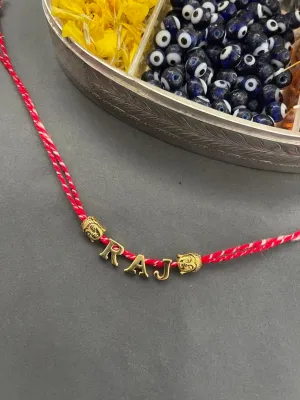 Beautiful Designer Full Name Rakhi Customized/Personalized Letter Charms With Red Thread Rakhi
