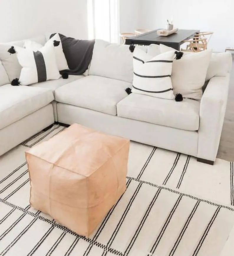 Beautiful KESHMARK Natural Square pouf "60% OFF" Handmade leather Pouf, Moroccan pouf, pouf footstool, unstuffed poufs, genuine leather pouf