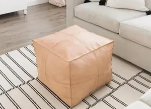 Beautiful KESHMARK Natural Square pouf "60% OFF" Handmade leather Pouf, Moroccan pouf, pouf footstool, unstuffed poufs, genuine leather pouf