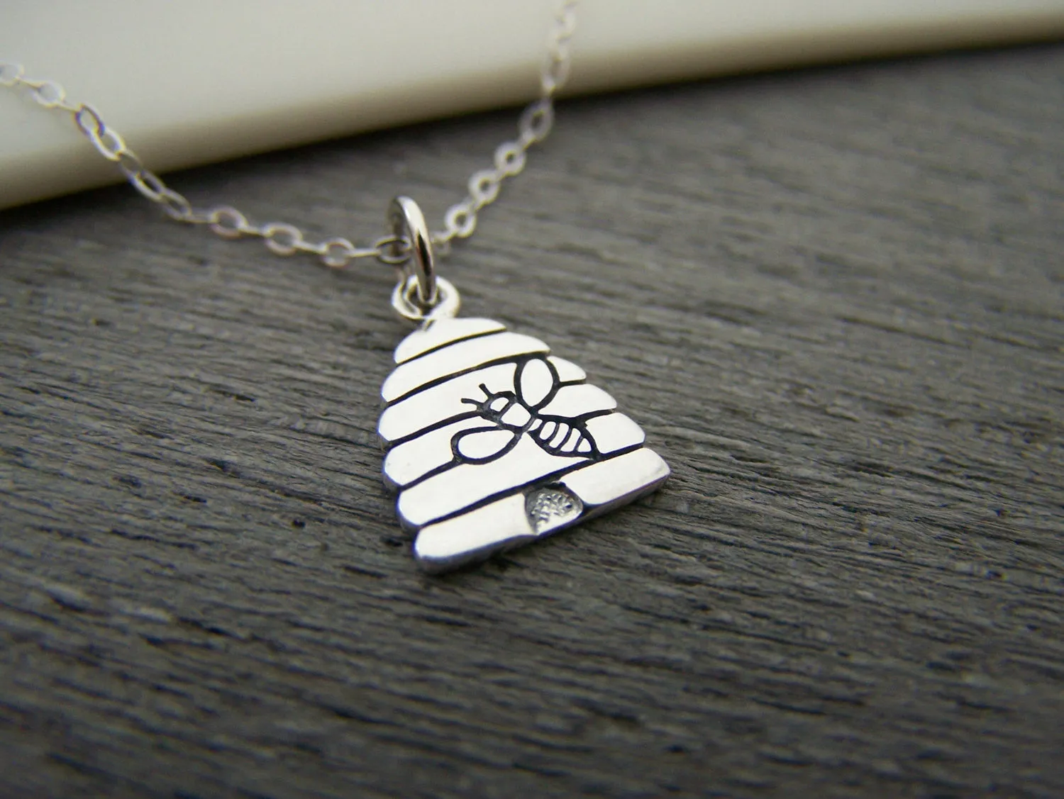 Beehive Tiny Sterling Silver Necklace