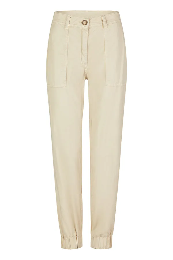 BEIGE ELASTICATED HEM TROUSER