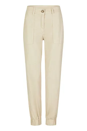 BEIGE ELASTICATED HEM TROUSER