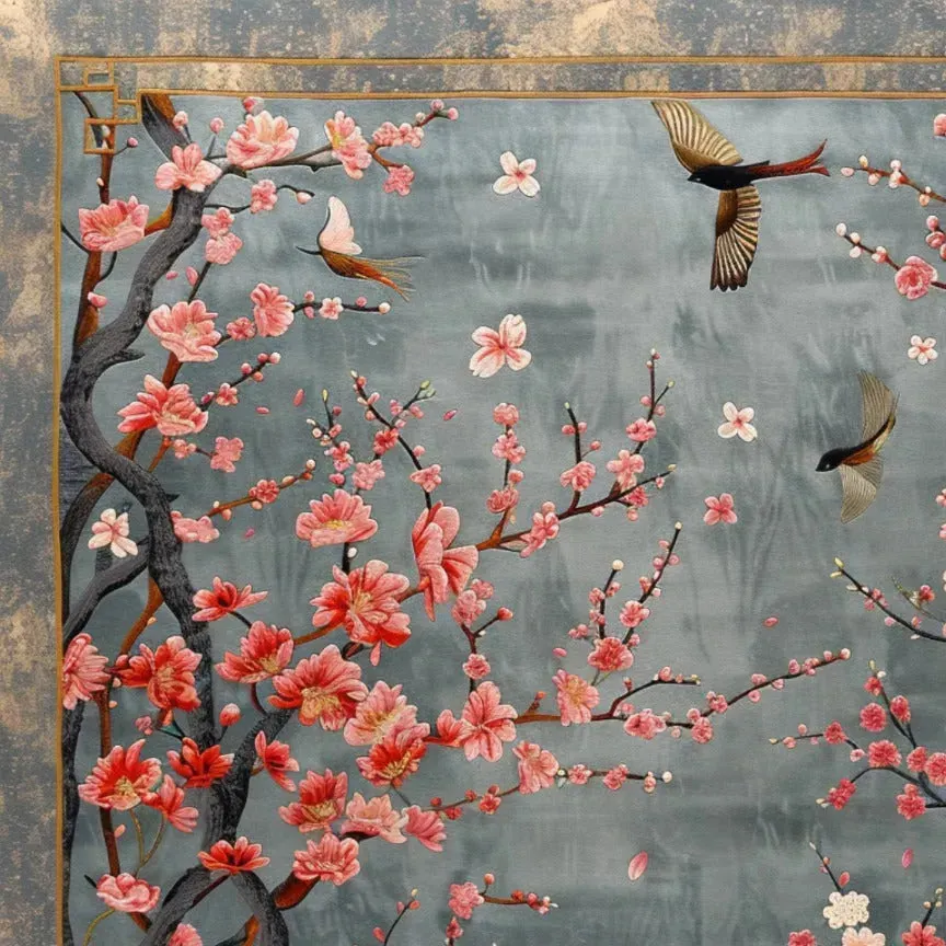 Bird and Blossom Tapestry Hand Tufted Wool Rug