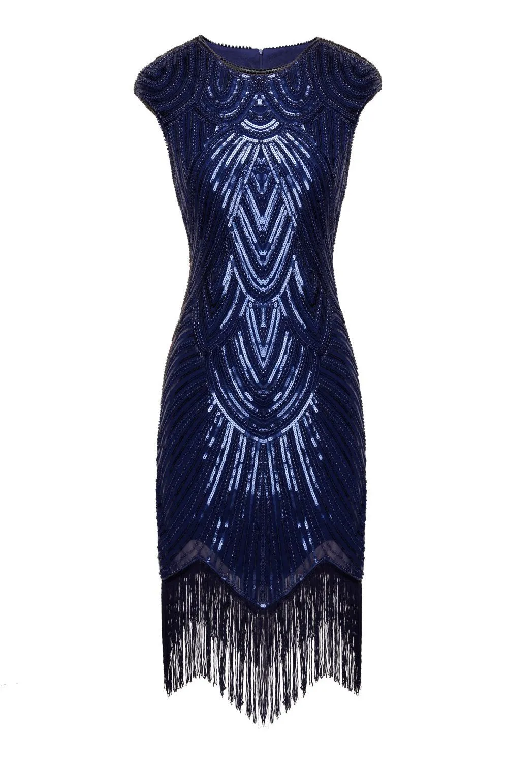 Black Gatsby Glitter Fringe 1920s Flapper Dress