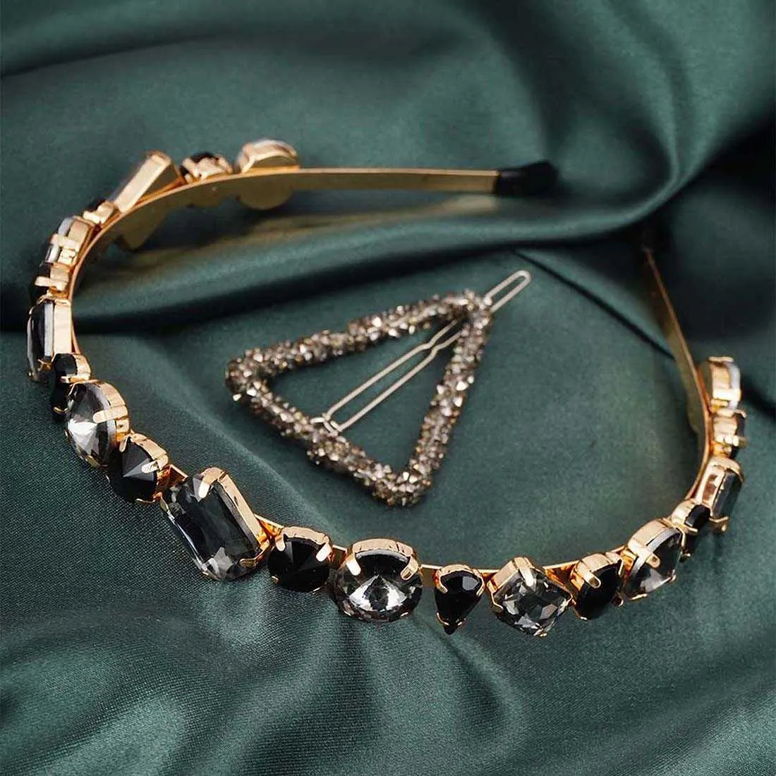 Black Hairband Triangle Hair Clip Set