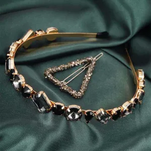 Black Hairband Triangle Hair Clip Set