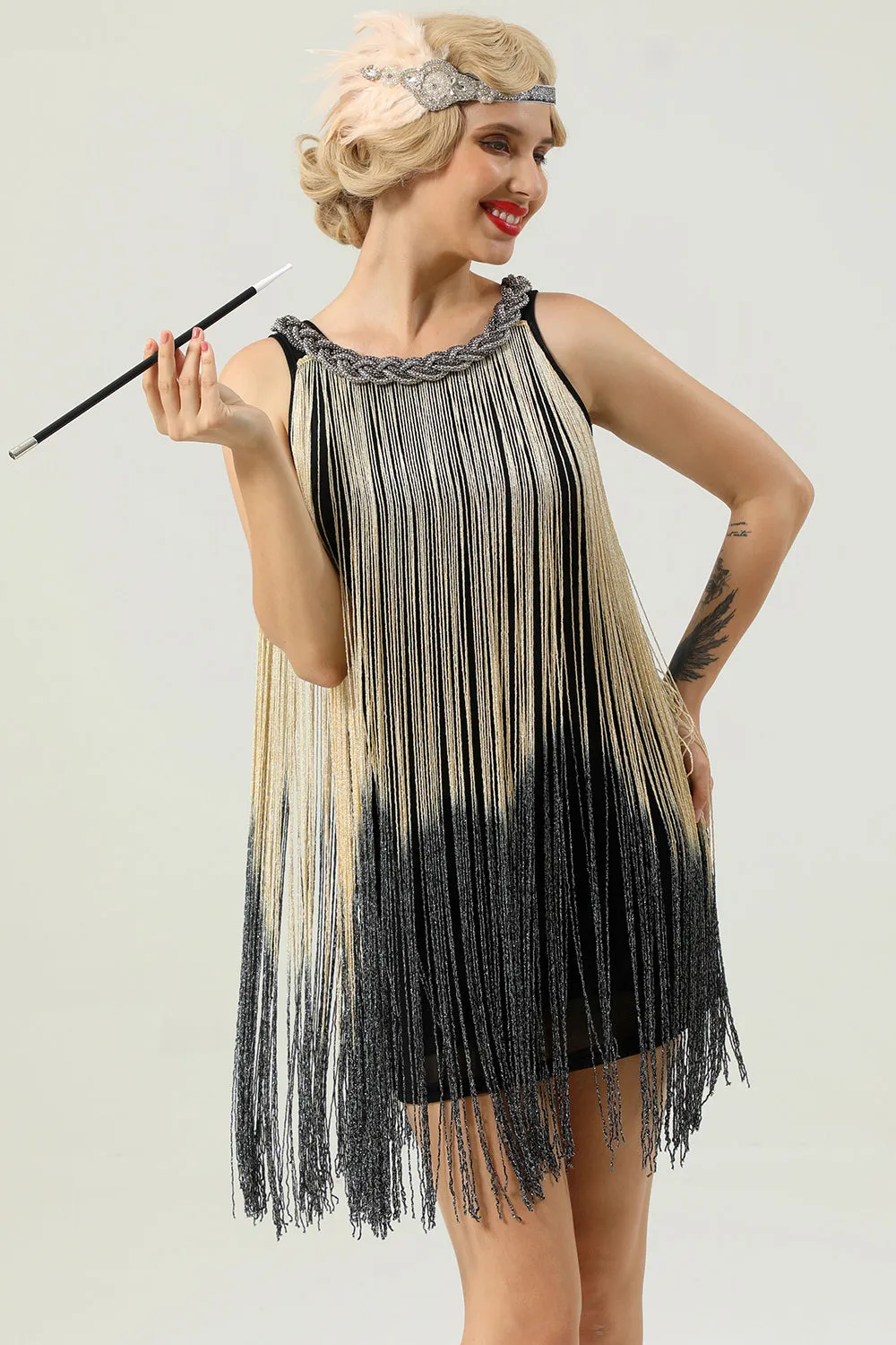 Black Sequin Sleeveless 1920s Gatsby Dress