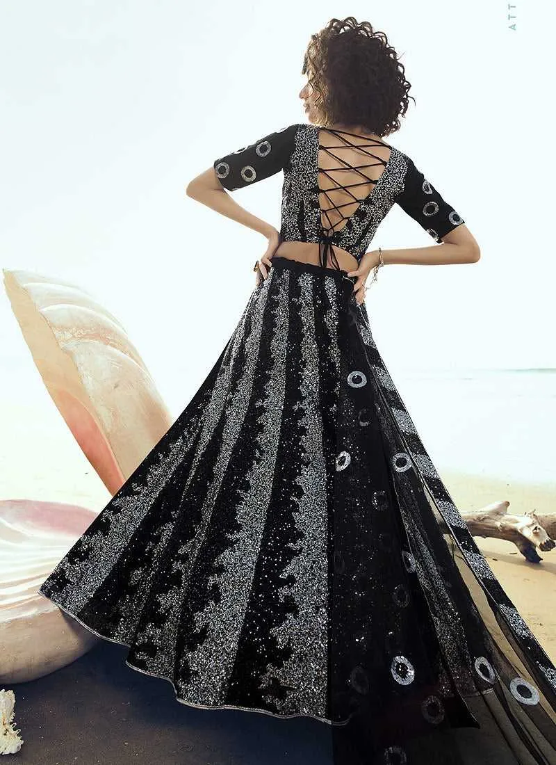 Black Sequins Embroidered Stylish Lehenga Choli